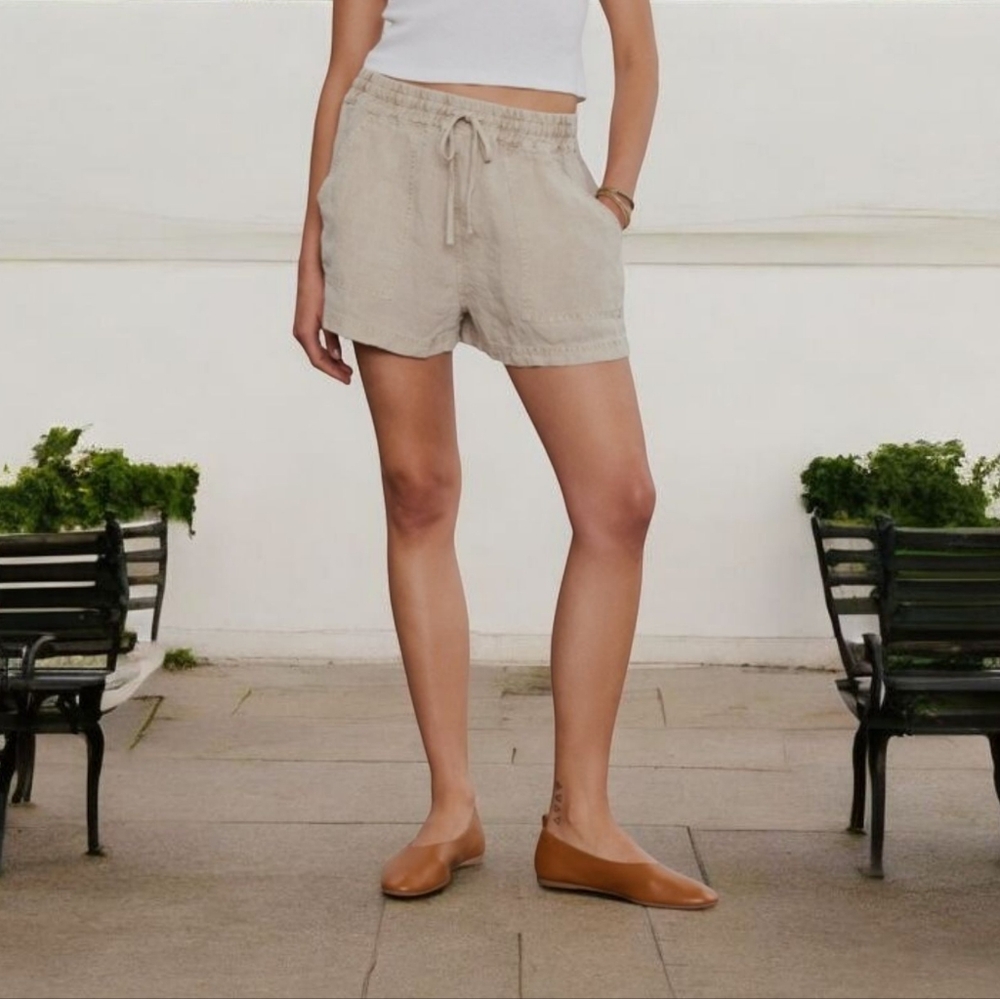 Impressions Linen/Viscose Blend Drawstring Short in Khaki Sz S NWT